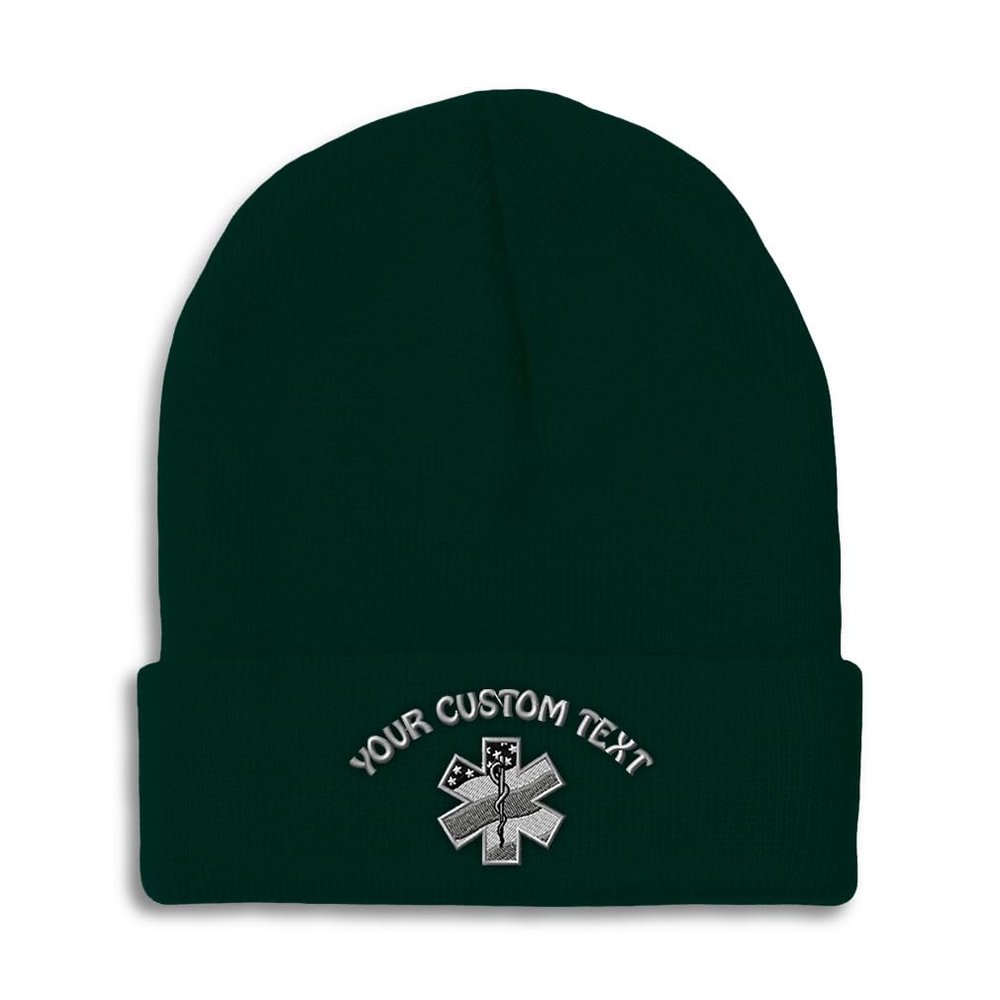 Custom Beanies for Men Paramedic A Skull Cap Winter Hats for Women Acrylic One Size Forest Green Personalized Text Here