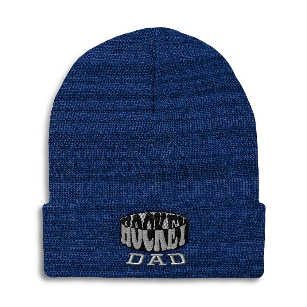 Speedy Pros Beanies for Men Hockey Dad C Embroidery Skull Cap Winter Hats for Women Acrylic One Size Heather Royal Blue Design Only