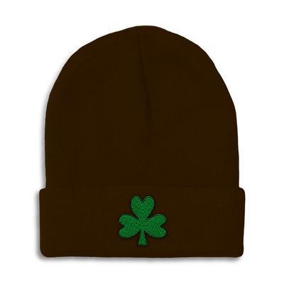 Beanies for Men Shamrock St Patrick's Ireland Skull Cap Winter Hats for Women Acrylic One Size Brown Design Only