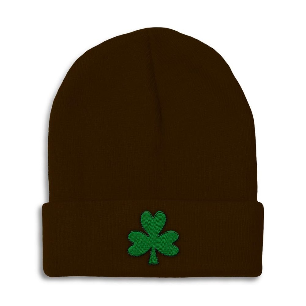Beanies for Men Shamrock St Patrick's Ireland Skull Cap Winter Hats for Women Acrylic One Size Brown Design Only