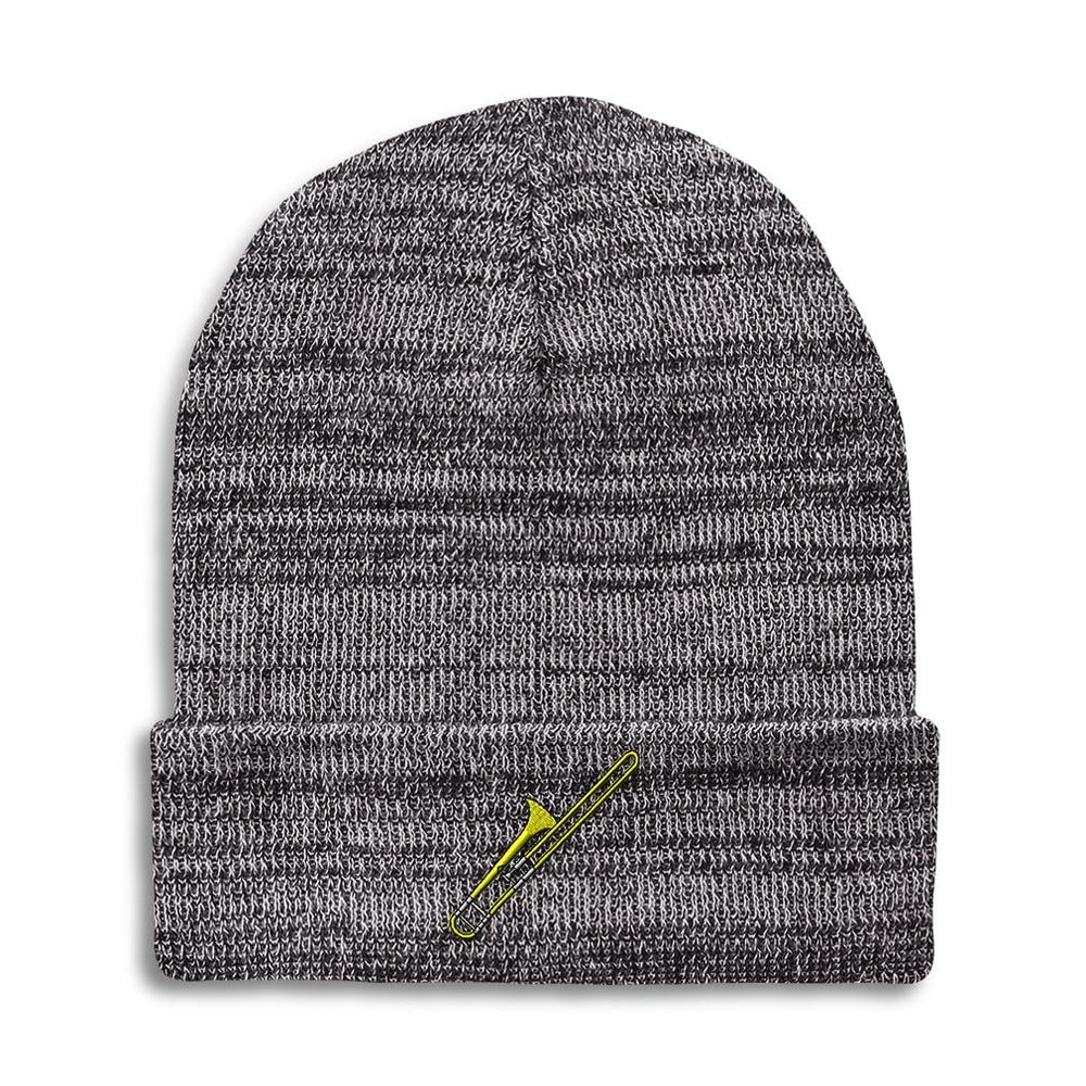 Speedy Pros Beanies for Men Trombone Embroidery Skull Cap Winter Hats for Women Acrylic One Size Heather Grey Design Only