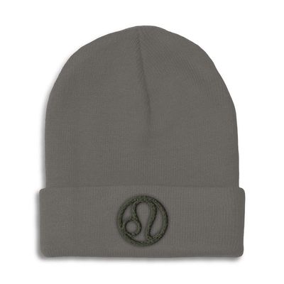 Beanies for Men Leo Embroidery Zodiac Leo Winter Hats for Women Acrylic Skull Cap 1 Size Dark Grey Design Only