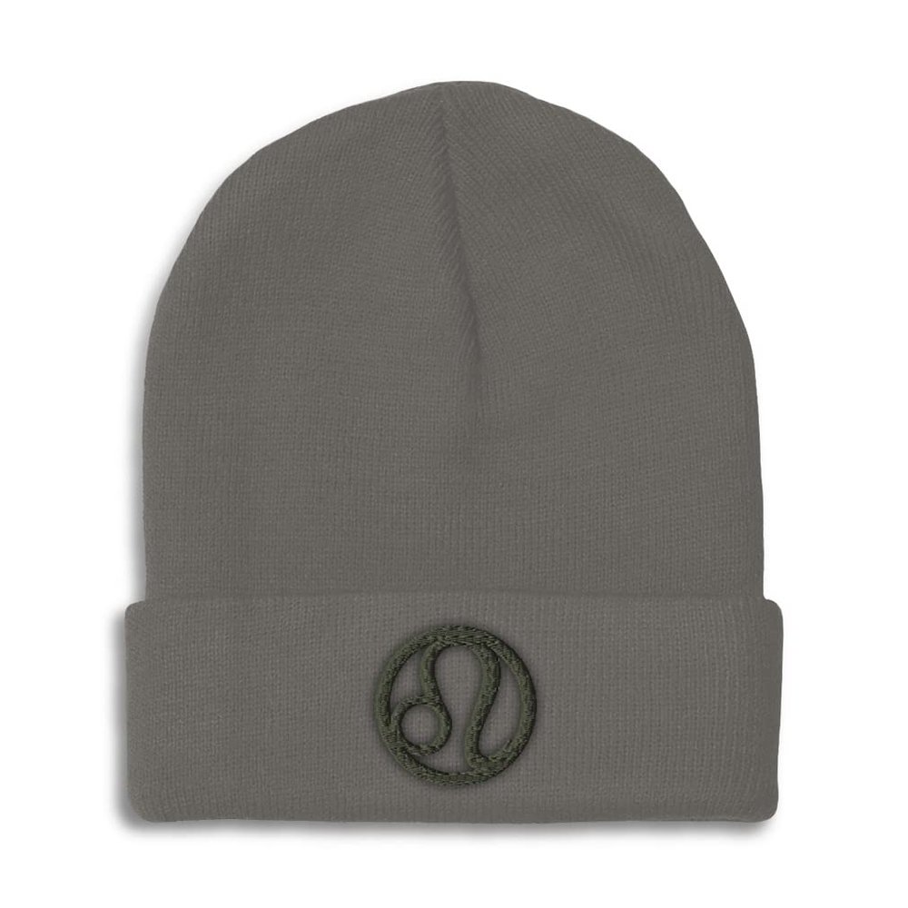 Beanies for Men Leo Embroidery Zodiac Leo Winter Hats for Women Acrylic Skull Cap 1 Size Dark Grey Design Only