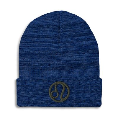 Beanies for Men Leo Embroidery Zodiac Leo Winter Hats for Women Acrylic Skull Cap 1 Size Heather Royal Blue Design Only