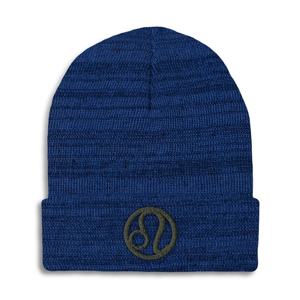 Beanies for Men Leo Embroidery Zodiac Leo Winter Hats for Women Acrylic Skull Cap 1 Size Heather Royal Blue Design Only