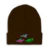 Speedy Pros Beanies for Men Pre-Historic Dinosaurs Embroidery Skull Cap Winter Hats for Women Acrylic One Size Brown Design Only view 1