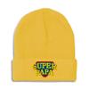 Beanies for Men Super Papa Embroidery Letters Super Papa Logo Winter Hats for Women Acrylic Skull Cap 1 Size Yellow Design Only view 1