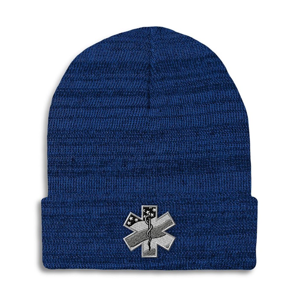 Speedy Pros Beanies for Men Paramedic A Embroidery Paramedic Emergency Medical Care Winter Hats for Women Acrylic Skull Cap 1 Size Heather Royal Blue Design Only
