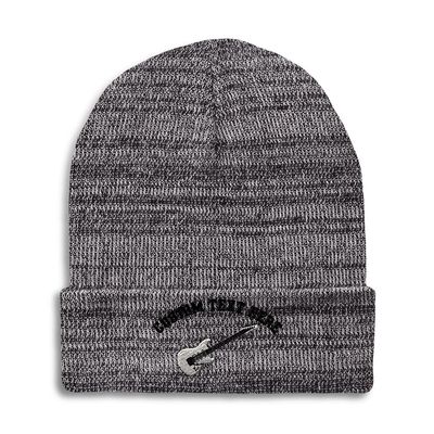 Custom Beanies for Men Electric Guitar White Embroidery Skull Cap Winter Hats for Women Acrylic One Size Heather Grey Personalized Text Here