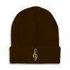 Speedy Pros Beanies for Men Treble Clef Embroidery Symbols Treble Clef Winter Hats for Women Acrylic Skull Cap 1 Size Brown Design Only view 1