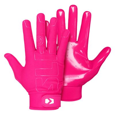 SLEEFS Youth Football Gloves for Boys and Girls, Neon Pink Sticky Receiver Flag Football Gloves for Youth, Adult Men or Women, Stretch Fit, No Slip, Perfect Grip, Machine Washable, Large