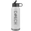 JFWcreations Hockey Coach Water Bottle - 32oz Insulated Engraved Stainless Steel Flip Top with Straw Hockey Coach Gift White view 1