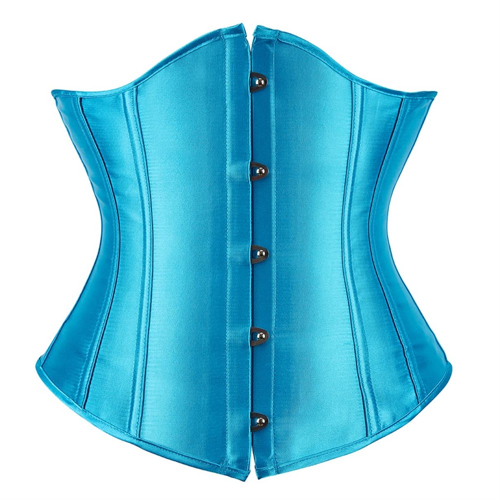 Grebrafan Women's Lace up Boned Brocade Waist Training Underbust Corsets Plus Size (US(22-24) 7XL, Sea Blue)