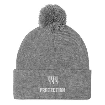 444 Protection Pom-Pom Beanie Angel Number Heather Grey