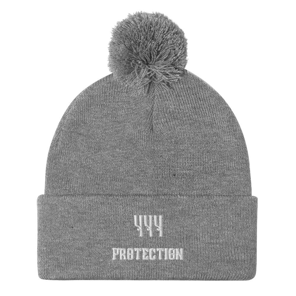 444 Protection Pom-Pom Beanie Angel Number Heather Grey