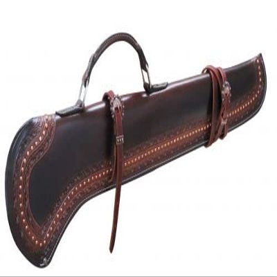SHOWMEN CRAFT Barbed Wire Tooled Gun Scabbard with Copper Buckles (34")