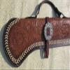 SHOWMEN CRAFT Floral tooled gun scabbard with engraved silver buckles (34") view 2