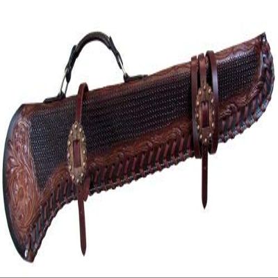 SHOWMEN CRAFT Basketweave Tooled Gun Scabbard with Copper Buckles (34")