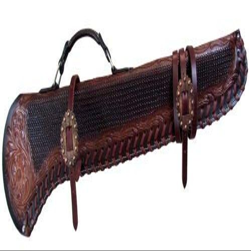 SHOWMEN CRAFT Basketweave Tooled Gun Scabbard with Copper Buckles (34")