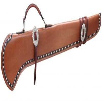 SHOWMEN CRAFT Leather Gun Scabbard with Silver Buckle and Studs- (40")