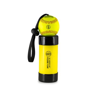 Insider Bat Pitching Plane - PRO Fastpitch Softball Pitching Trainer - Made in The USA - Softball Pitching Training Aid - w/ 12 Inch Premium Leather Indoor Ball, Yellow