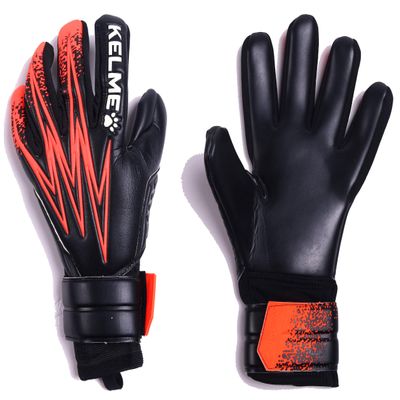 KELME Soccer Goalkeeper Gloves, Professional Goalie Glove, Unisex, Super Grip Latex, Finger Protection (Black/Orange, 11)