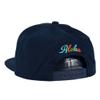 Aloha Hawaii Hat Hawaiian Flower Embroidered Snapback Flat Bill Baseball Cap (Navy Blue - Aloha 1) view 4