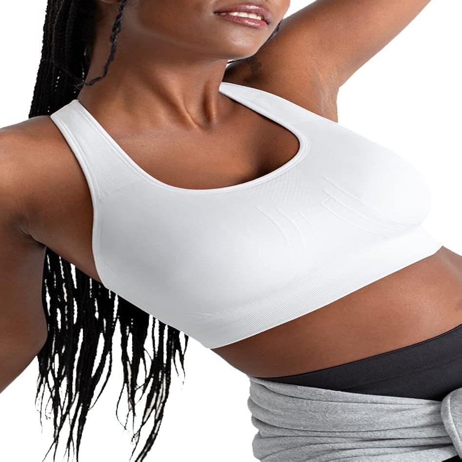 SHAPERMINT Sports Bras for Women - Workout Bras for Women, Plus Size Sports Bra, Workout Tops for Women High Support White