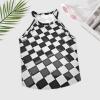 Futuristic Black and White Checkerboard Women's Crew Neck Sleeveless Vest Summer Tank Tops Casual Beach Yoga Tops S view 3