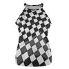 Futuristic Black and White Checkerboard Women's Crew Neck Sleeveless Vest Summer Tank Tops Casual Beach Yoga Tops S view 4