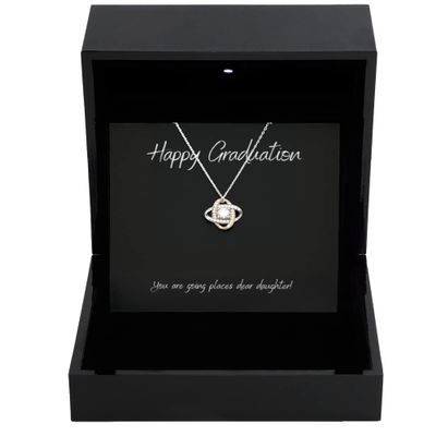 Love Knot Rose Gold Necklace Luxury Box Graduation Gifts for Her College, Nursing Graduation Gift, Masters Graduation, High School Graduation Gift F