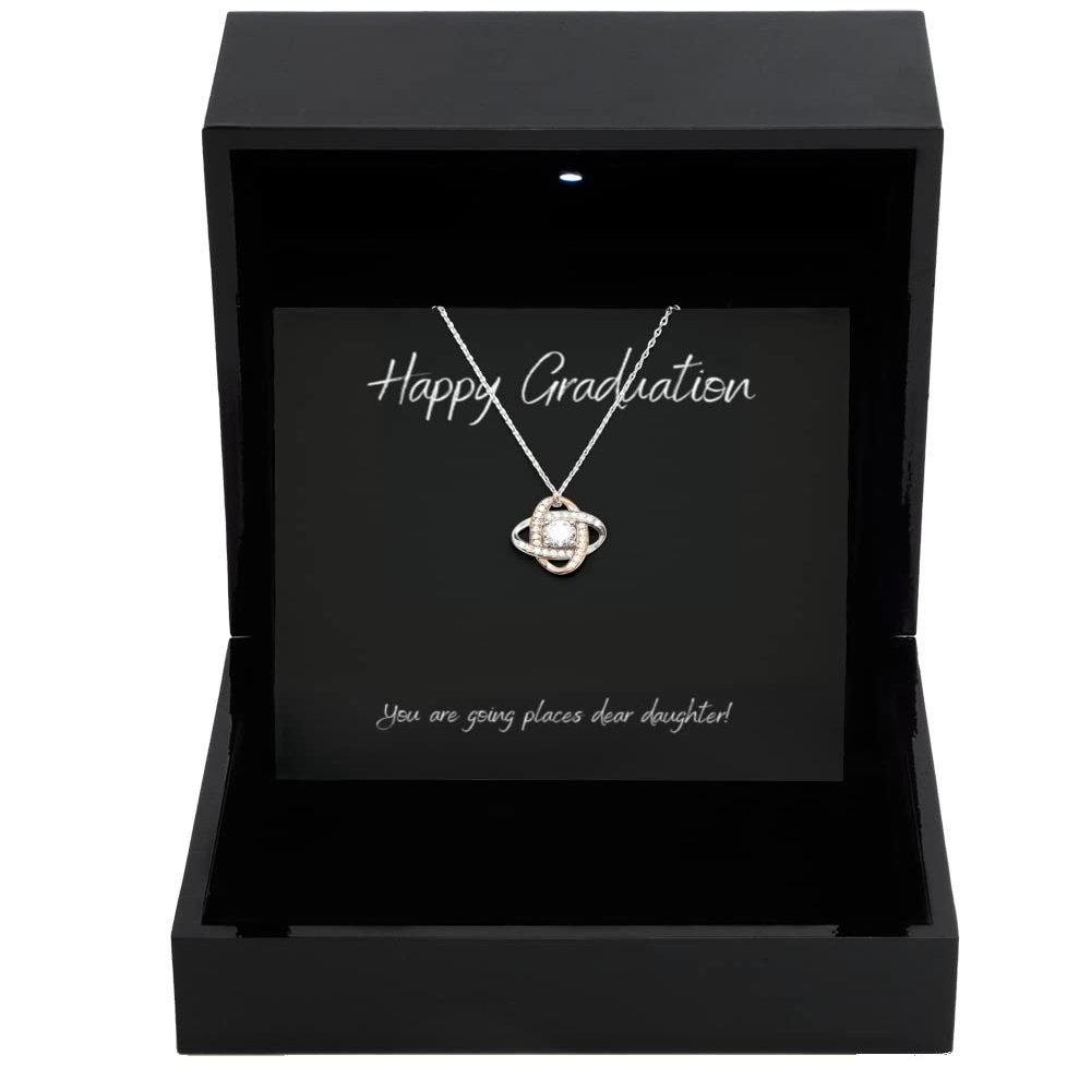 Love Knot Rose Gold Necklace Luxury Box Graduation Gifts for Her College, Nursing Graduation Gift, Masters Graduation, High School Graduation Gift F