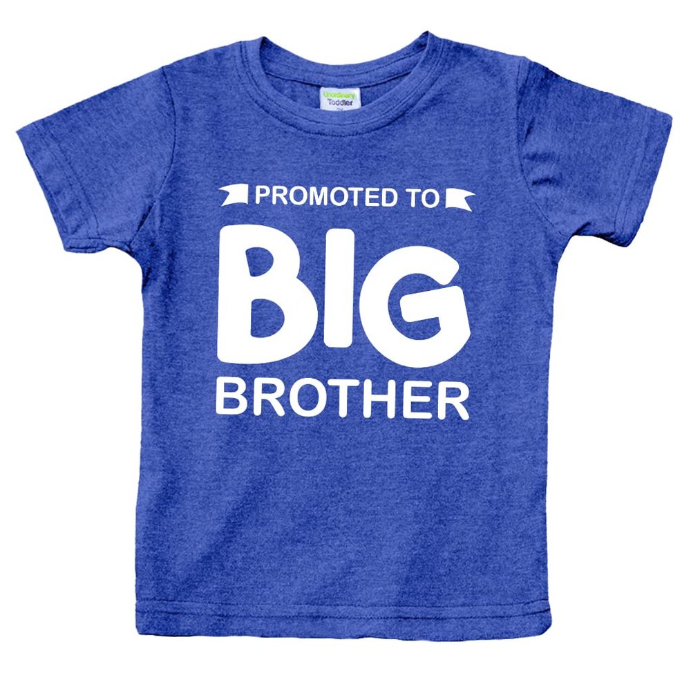 Promoted to Big Brother Shirt for Little Boys Toddler Baby Announcement Outfits (as1, Age, 7_Years, Charcoal Blue)