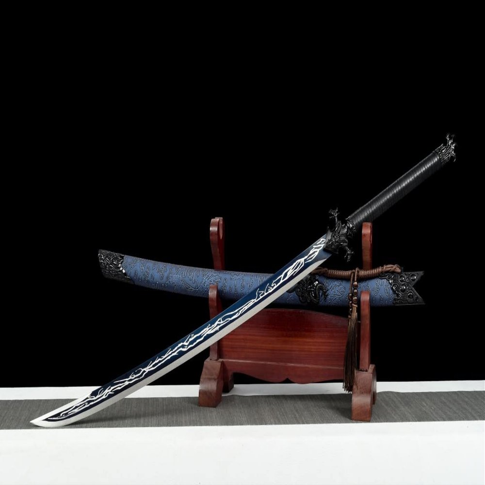 Chineae Swords,Dragon dao,Machetes Sword Real,Hand Forged High Carbon Steel Blue Blade,Alloy Fittings
