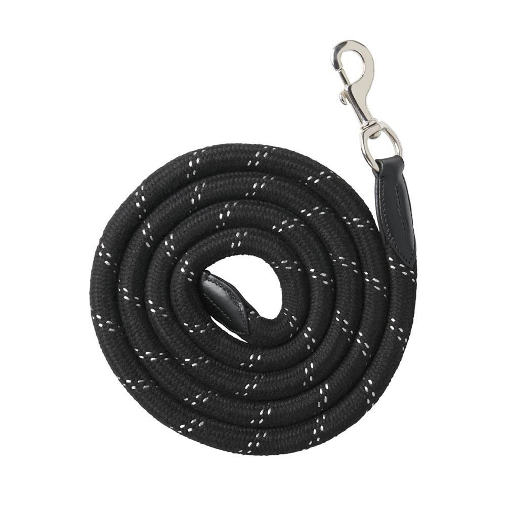 Dover Saddlery Leather & Rope Lead, Color: Black, Size: 8 Feet