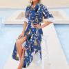 Chihuahua Sunglasses Summer Dog Shirt Dress Long Sleeve Button Down Dress Casual Loose Maxi Dresses for Women 4XL view 4