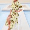 Bumble Bee Shirt Dress Long Sleeve Button Down Dress Casual Loose Maxi Dresses for Women XL view 4