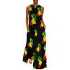 Africa Map Reggae Rasta Women's Ankle-Length Dress Slim Fit Sleeveless Maxi Dresses for Summer Casual 3XL view 1