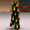 Africa Map Reggae Rasta Women's Ankle-Length Dress Slim Fit Sleeveless Maxi Dresses for Summer Casual 3XL view 2