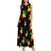 Africa Map Reggae Rasta Women's Ankle-Length Dress Slim Fit Sleeveless Maxi Dresses for Summer Casual 3XL view 3