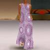 Lilac Mandala Stars and Moons Women's Ankle-Length Dress Slim Fit Sleeveless Maxi Dresses for Summer Casual 3XL view 3