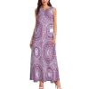 Lilac Mandala Stars and Moons Women's Ankle-Length Dress Slim Fit Sleeveless Maxi Dresses for Summer Casual 3XL view 4