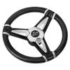 Schmitt Marine PU50 14" Wheel - Chrome Cap & Spoke Inserts - Black Spokes - 3/4" Tapered Shaft view 1