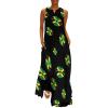 Jamaican Flag Lip Women's Ankle-Length Dress Slim Fit Sleeveless Maxi Dresses for Summer Casual L view 1