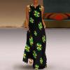 Jamaican Flag Lip Women's Ankle-Length Dress Slim Fit Sleeveless Maxi Dresses for Summer Casual L view 2