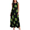 Jamaican Flag Lip Women's Ankle-Length Dress Slim Fit Sleeveless Maxi Dresses for Summer Casual L view 3