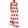 Canada Flag Maple Women's Ankle-Length Dress Slim Fit Sleeveless Maxi Dresses for Summer Casual 3XL view 1