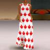 Canada Flag Maple Women's Ankle-Length Dress Slim Fit Sleeveless Maxi Dresses for Summer Casual 3XL view 2