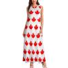 Canada Flag Maple Women's Ankle-Length Dress Slim Fit Sleeveless Maxi Dresses for Summer Casual 3XL view 3