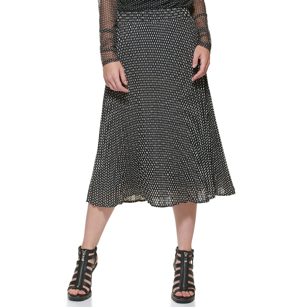 DKNY Women's Sportswear Knit Skirts,BLK/Ivry Combo,XL